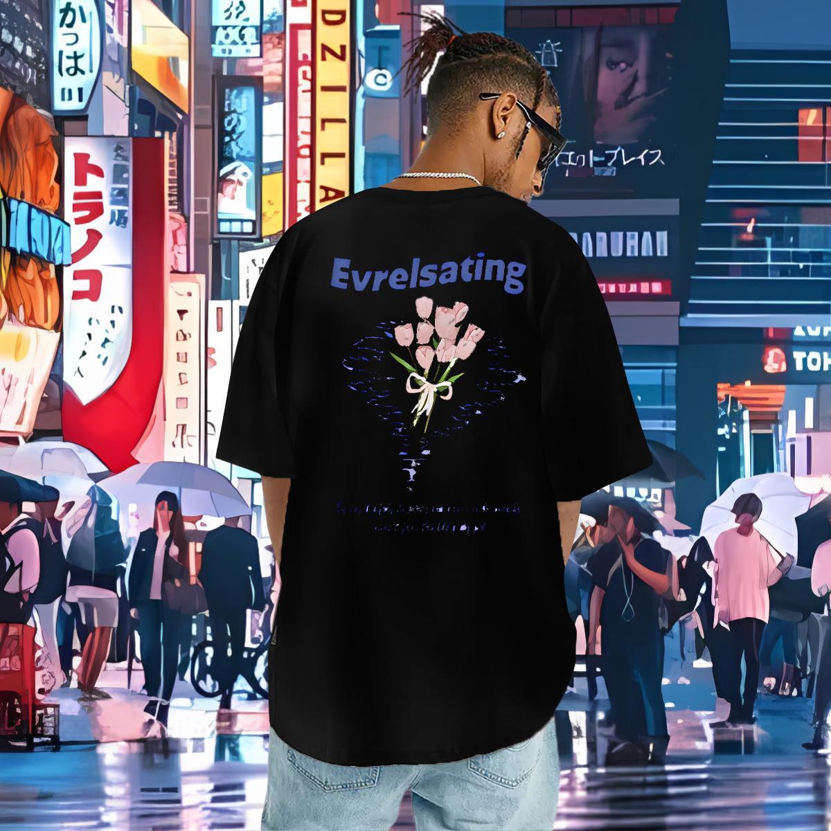 2024 DIY T-Shirts 230g Pure Cotton flower Casual Beach Tees Shirts Crew Neck TOP Quality Men Tees Custom Print Oversized