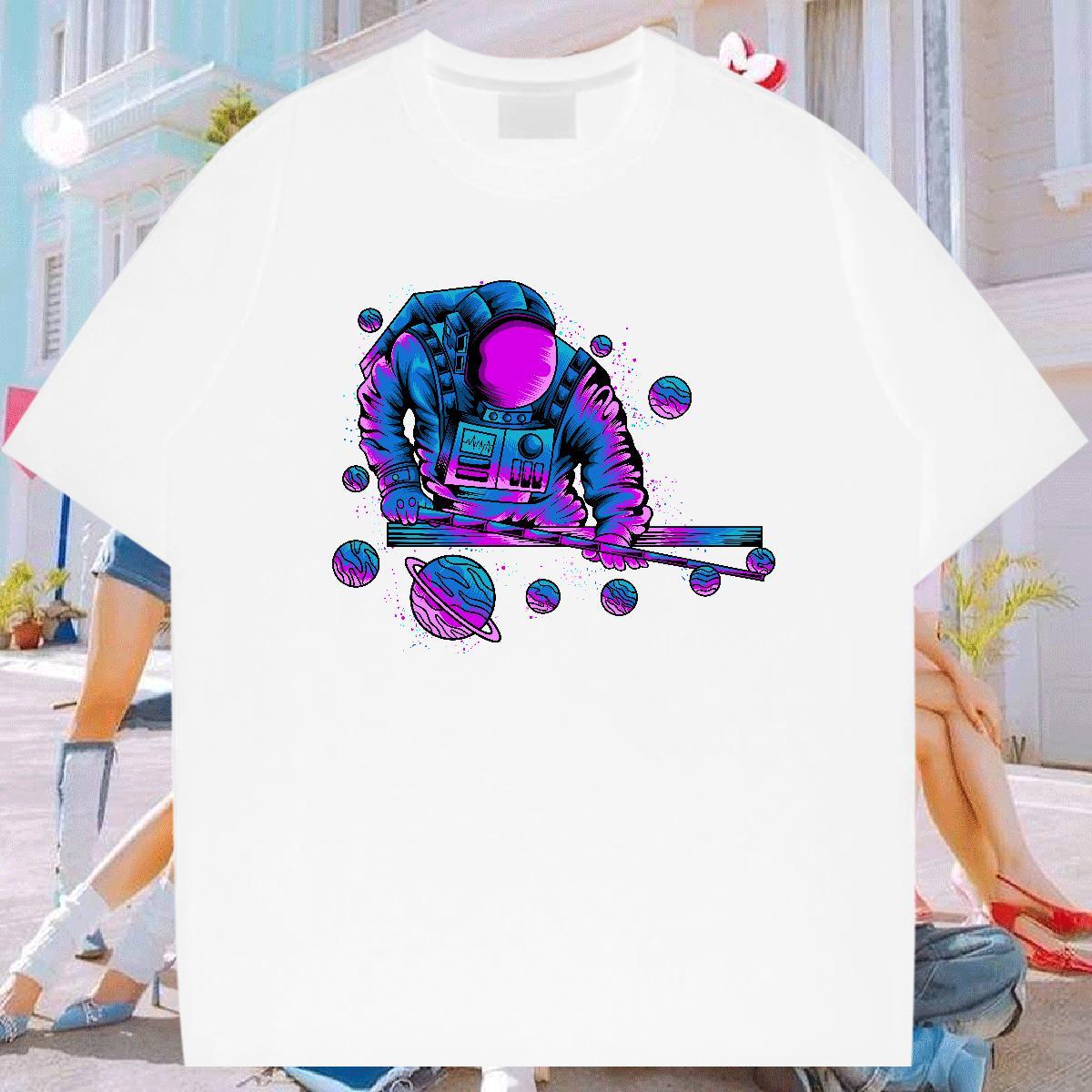 Mens T Shirts 100% Cotton 230g universe Home Outdoor Breathable Crew Neck Oversized 3XL 4XL Tshirts DIY Classic Tops