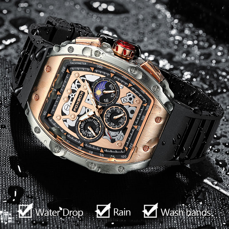 LIGE Men's quartz watch High-end wine barrel watch Multi-functional waterproof watch men's leisure sports watch