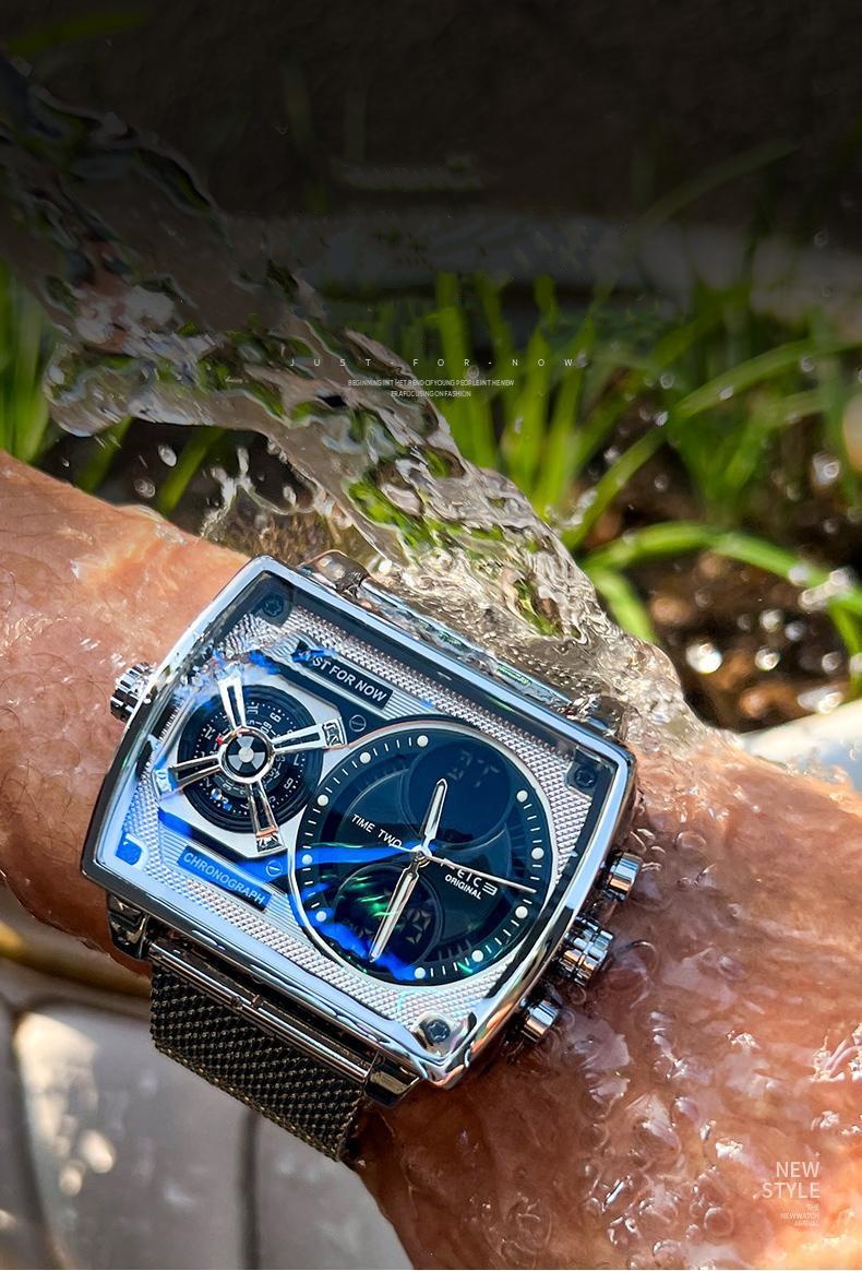 feike square advanced large dial multi-function black technology net red boyfriend barrel high-end men's watch free shipping