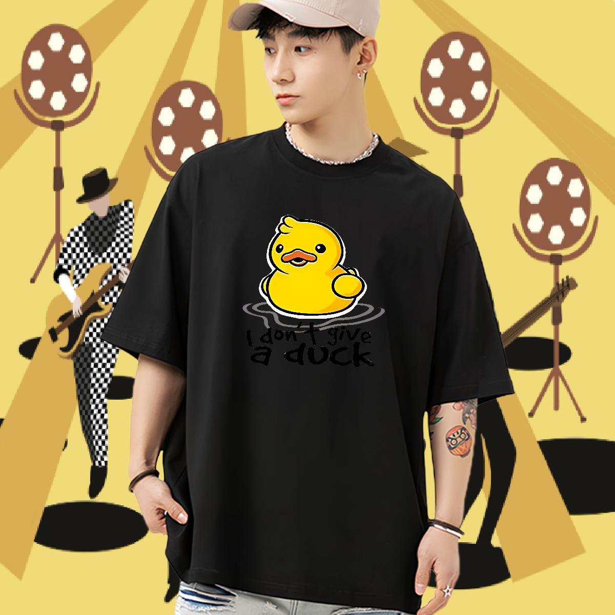 DIY Mens T Shirts 100% Cotton 230g duck Street Tops Tees O-Neck Short Sleeve Loose Men Tees Custom Cartoon