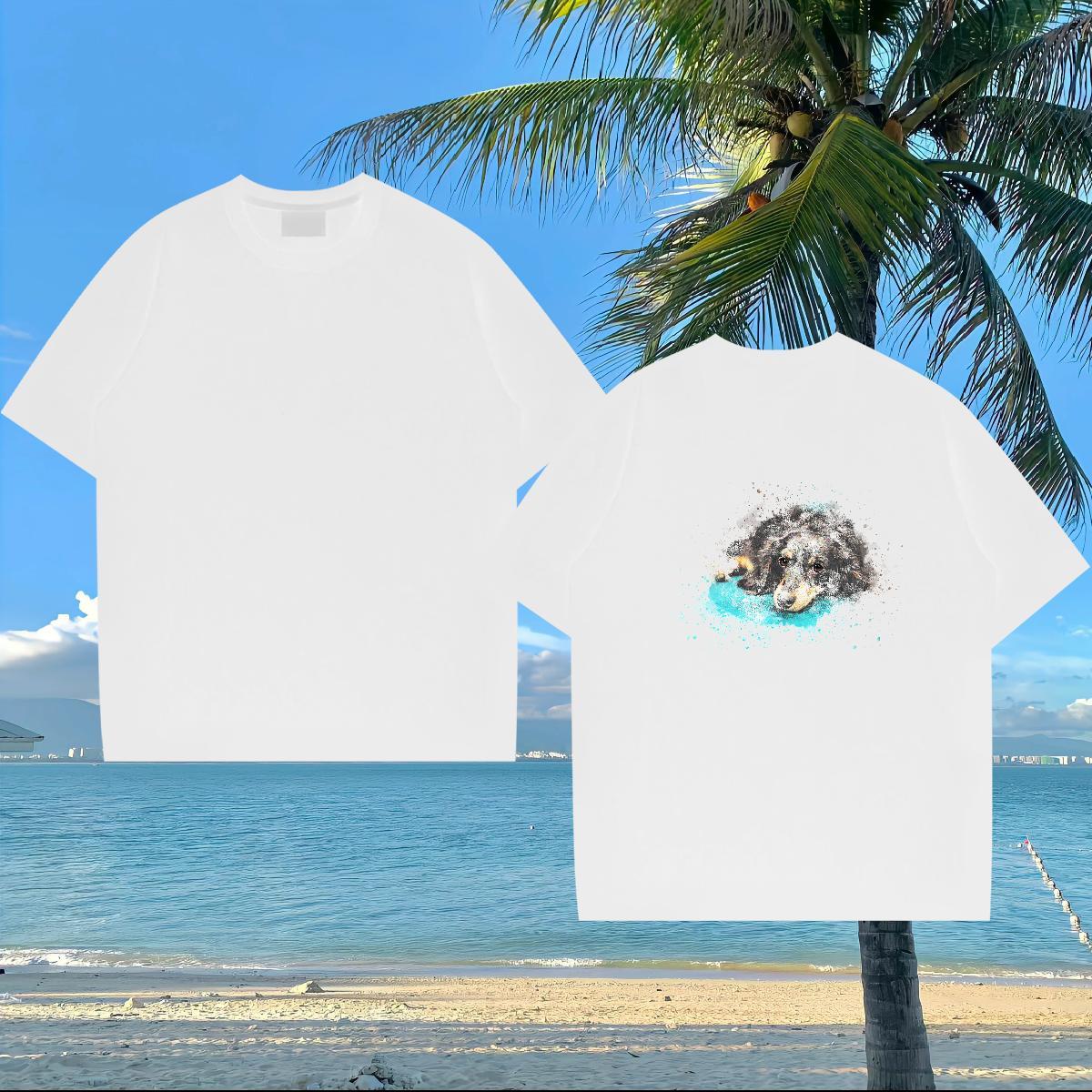 Designer Fashion T-Shirts 100% Cotton 230g dog Street Casual Wear Breathable Short Sleeve High Quality Tshirts Custom Print Plus Size