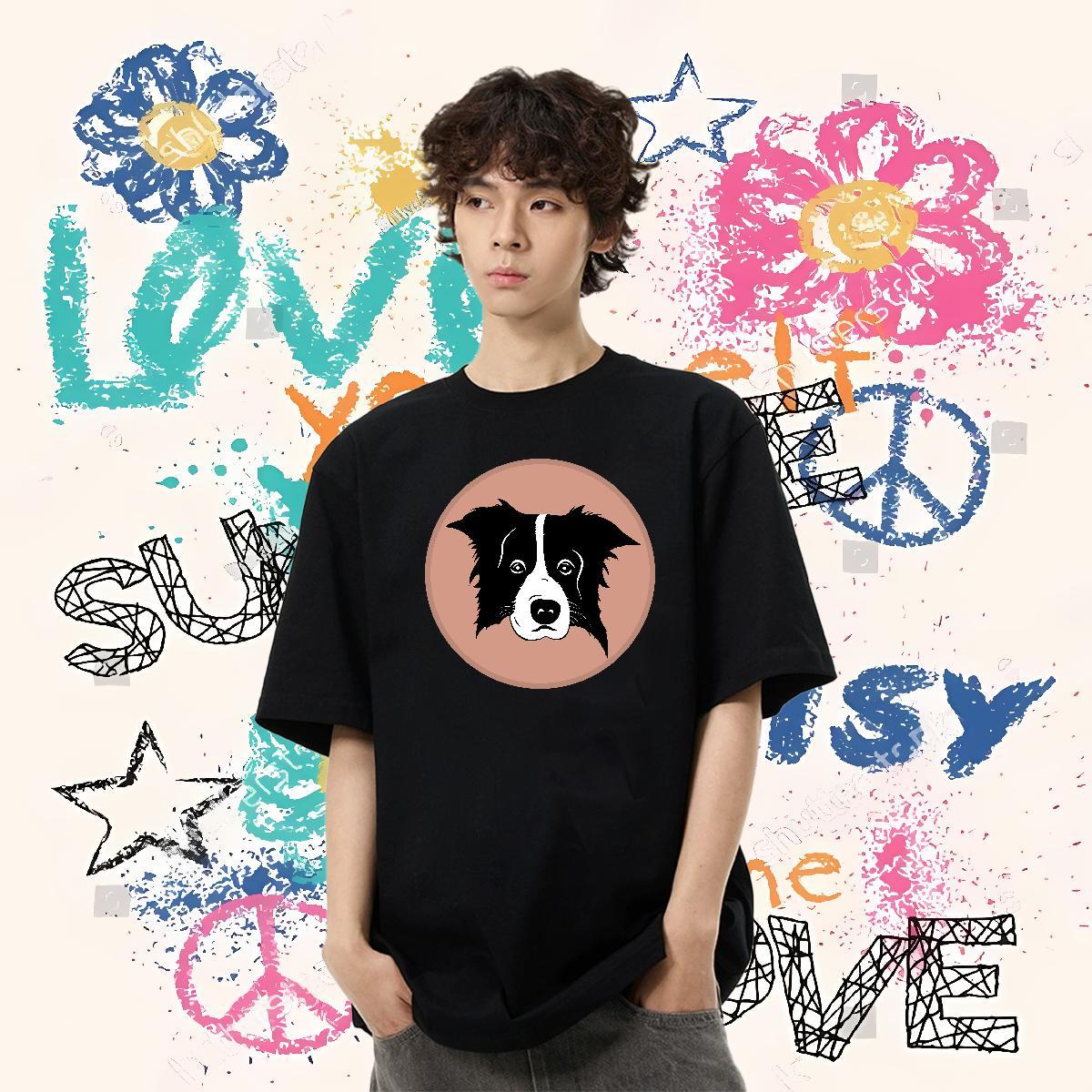 DIY Customized T Shirt For Man 230g Cotton dog Casual Beach Clothes Breathable Short Sleeve Designer Men Tshirts Oversized 3XL 4XL