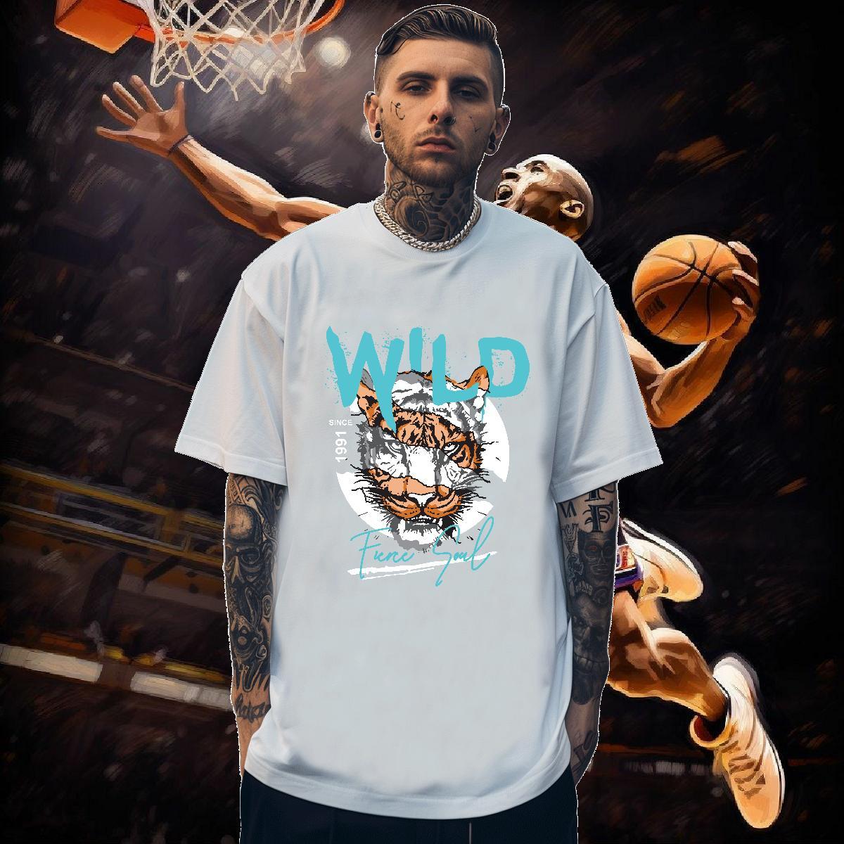 T shirt 230g Pure Cotton tiger Street Casual Breathable Short Sleeve DIY Printed Couples T Shirts Wholesale Cool Design Polos