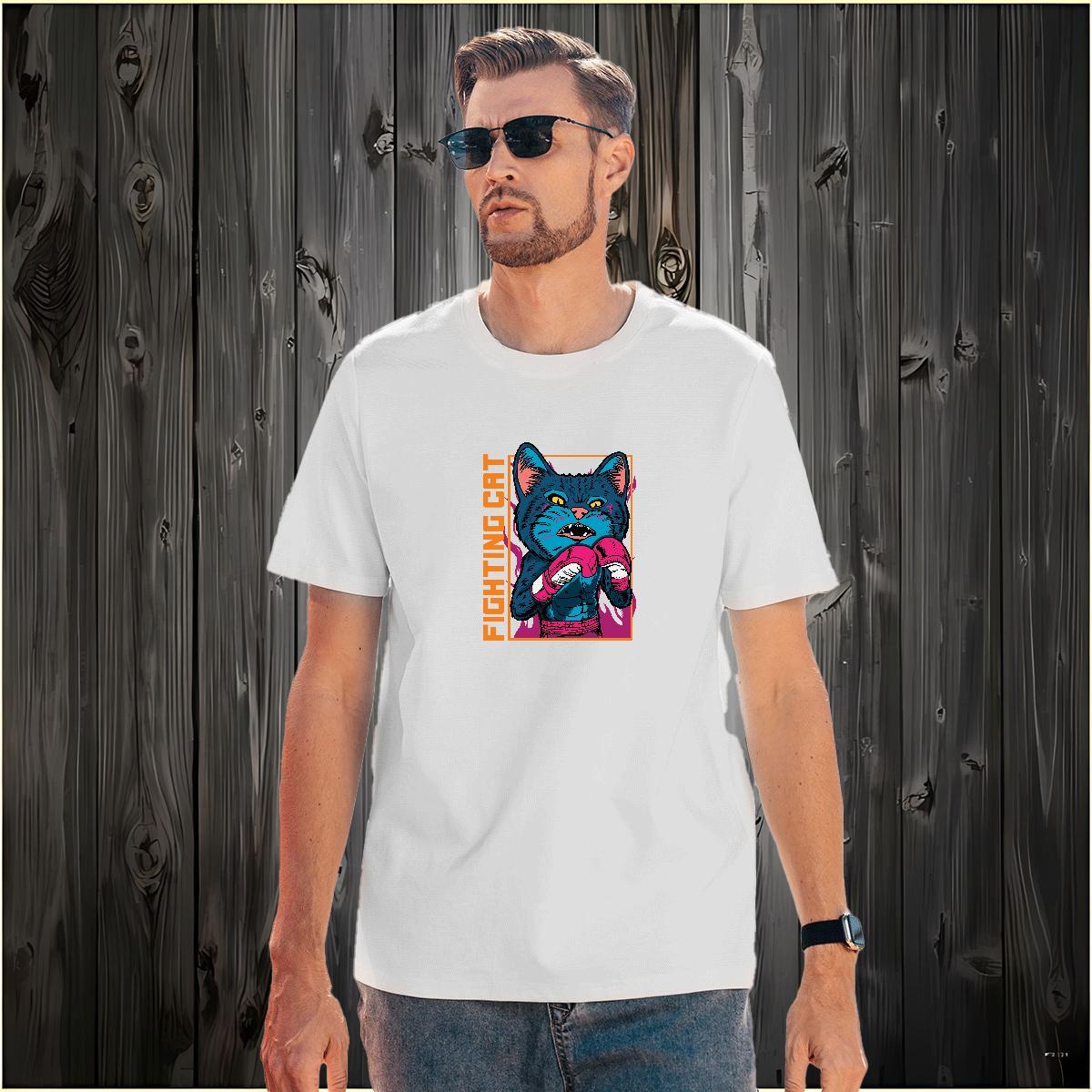 Popular Men Tshirts 100% Cotton 230g cat Mens T Shirts Casual Beach O-Neck Short Sleeve DIY Logo Oversized Custom Tops Tees