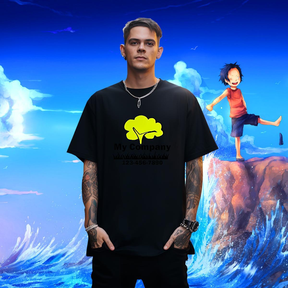 T shirt 230g Cotton tree Spring Summer Short Sleeve O-Neck DIY Logo Oversized Men Tops Tees Customized Brand Wear