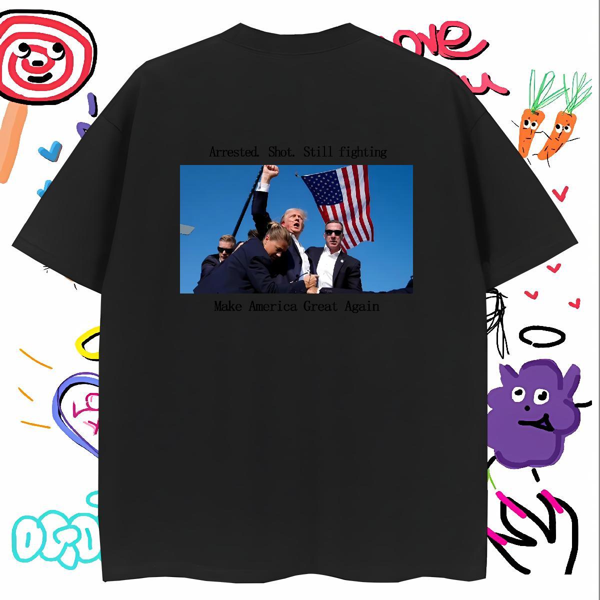 Classic Couples T Shirts 230g Pure Cotton presidential election T shirt Anime Printing Street Breathable Short Sleeve Oversized Fashion Tops Shirt