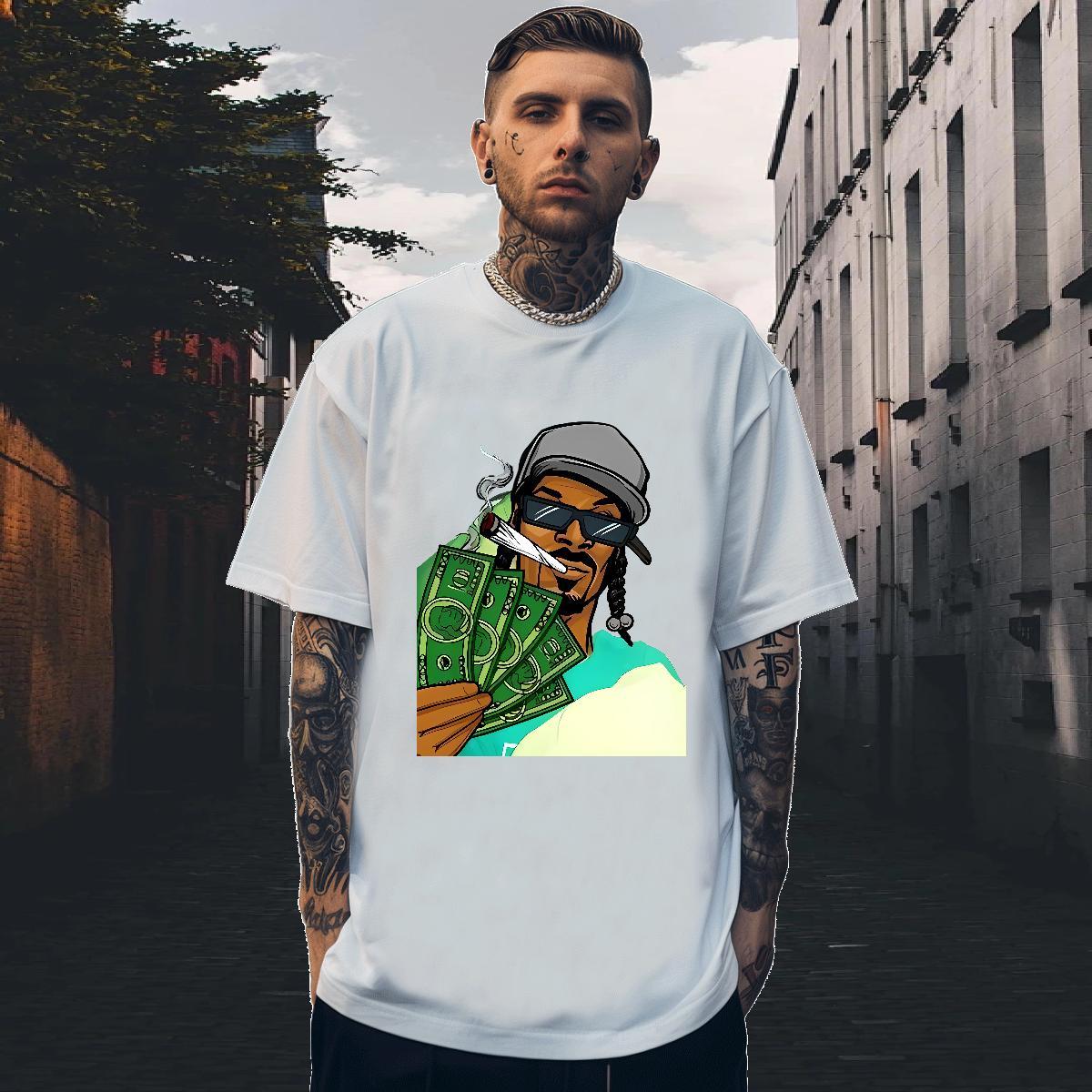 Cool Couples T Shirts 230g 100% Cotton Casual Daily Wear cash Custom Print Oversized Breathable Short Sleeve DIY Customized T-Shirts Tops