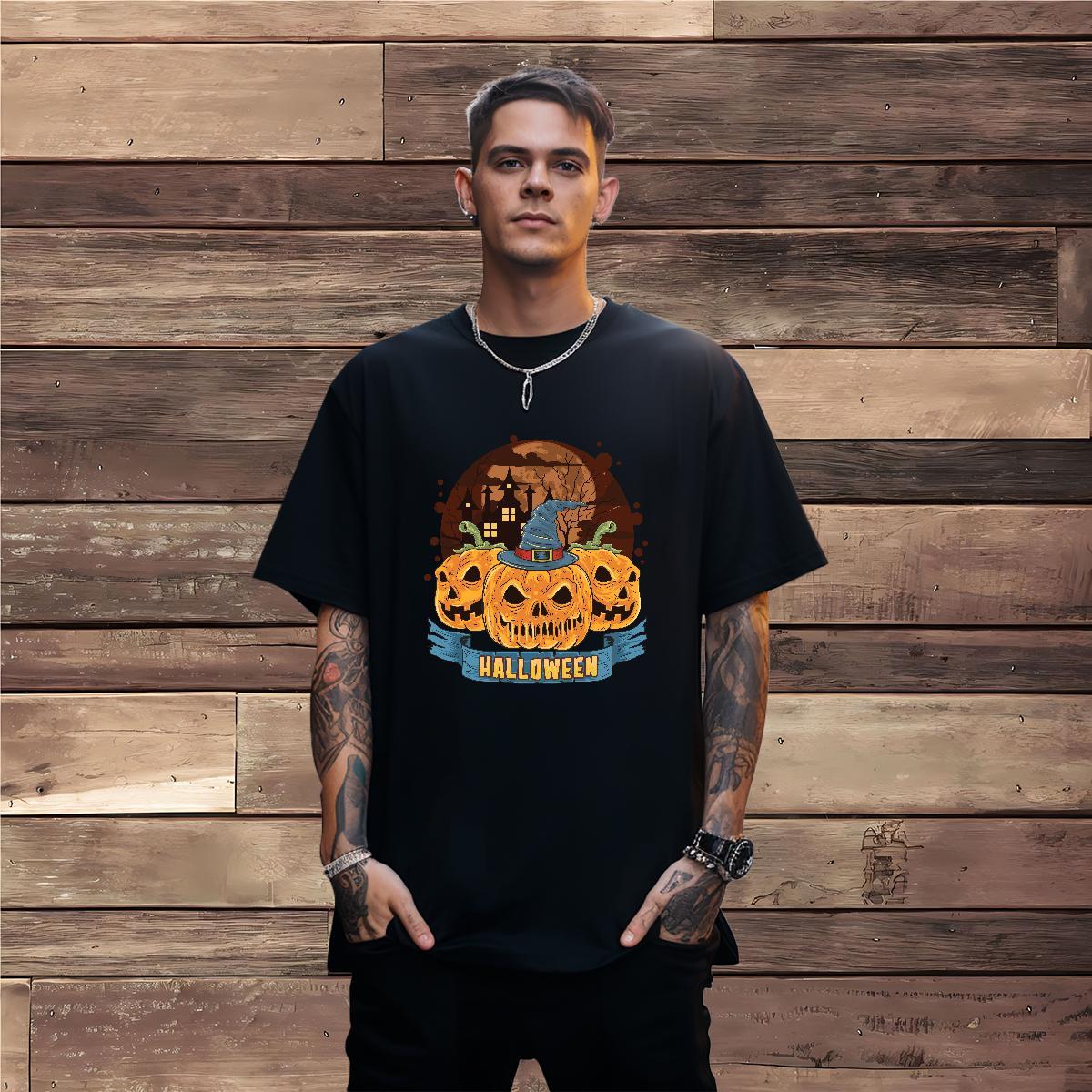 T shirt 230g 100% Cotton Halloween Spring Summer Breathable Short Sleeve Custom Printing Mens Tshirts Fashion Classic Tops Tees