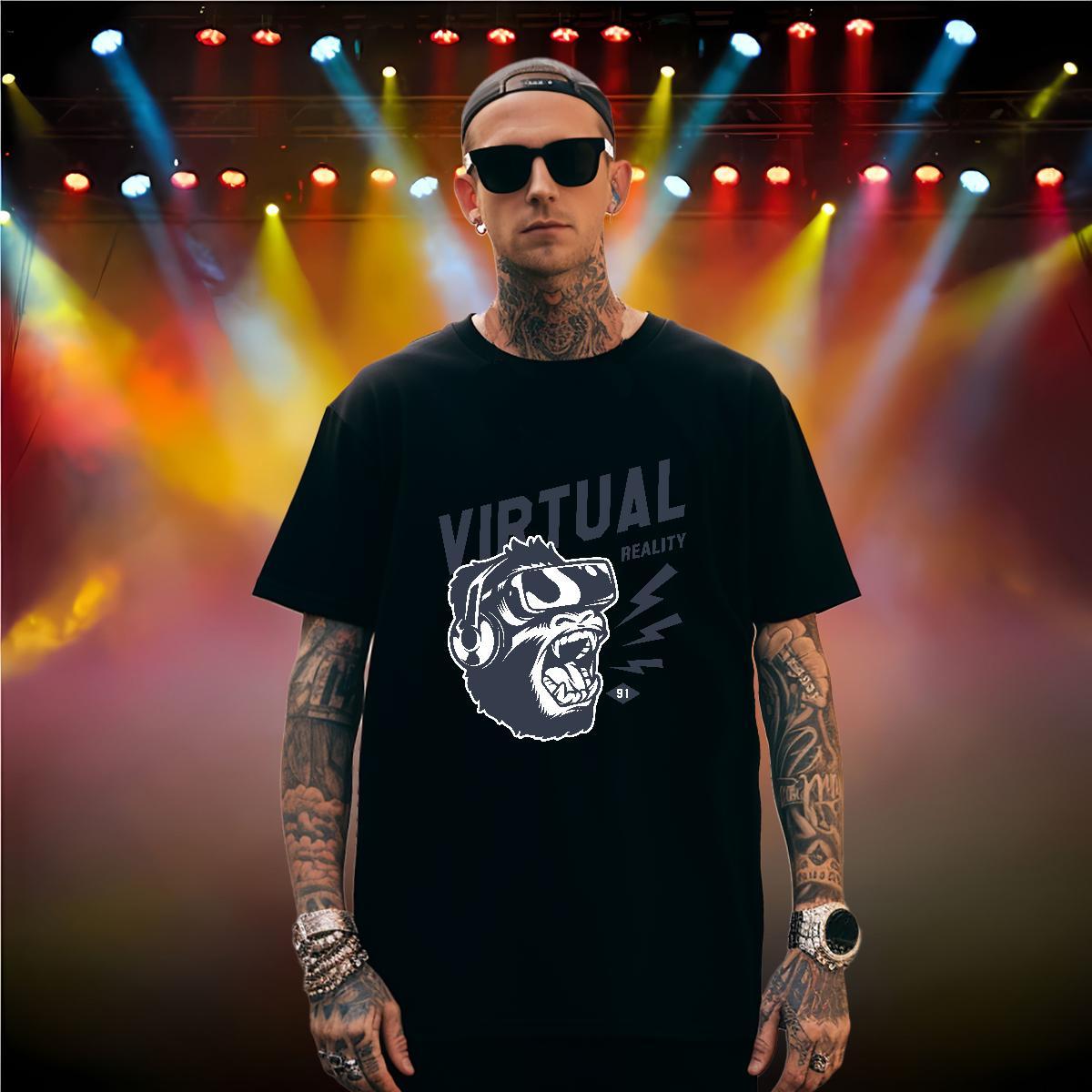 Men T Shirts 230g 100% Cotton chimpanzee High Street Hip Hop Crew Neck Breathable Oversized Men Clothes T-Shirt Stylist High Quality Tops