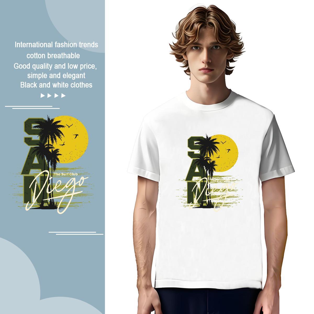 T-Shirts for Men 100% Cotton 230g sun Spring Summer Crew Neck Plus Size Cartoon Couples T Shirts 2024 Designer Comfortable Tshirts