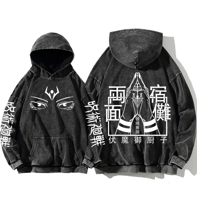 Jujutsu Kaisen Satoru Gojo Sweatshirts Anime Mens High Quality 100% Washed Cotton Hoodie Winter Oversized Streetwear Clothing 240806
