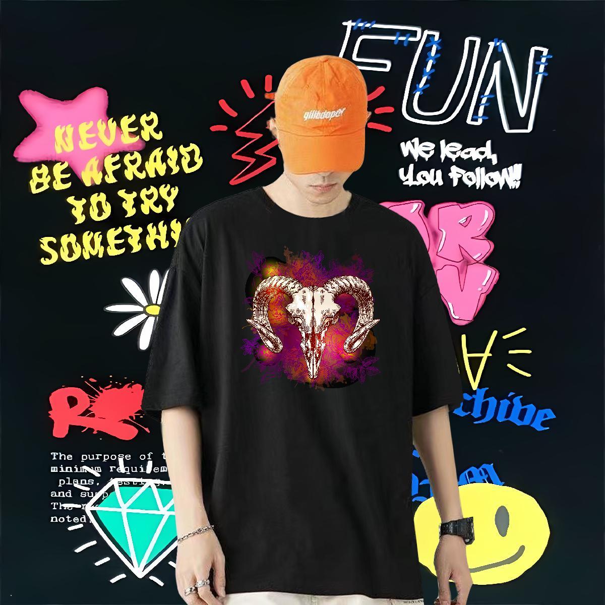 Factory Direct Man T Shirts 230g 100% Cotton sheep Casual Tops Tees Short Sleeve O-Neck Free Shipping Mens Tshirts Custom Print Oversized