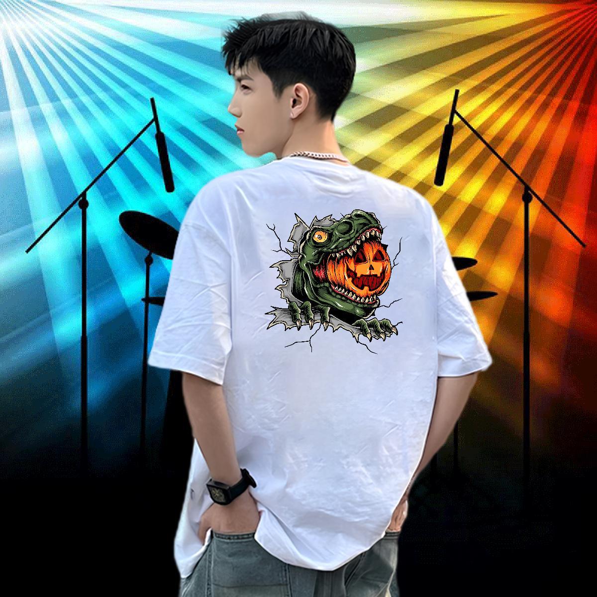 2024 New Mens T Shirts 230g 100% Cotton Halloween Casual Beach Tshirts Breathable Crew Neck Popular Men Tops Tees Custom Printing