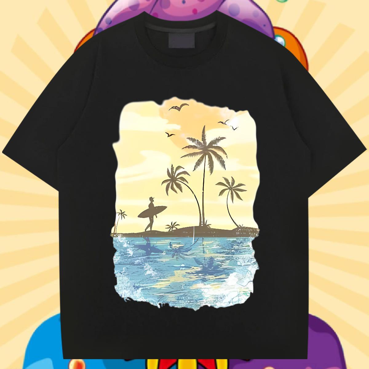 Stylist Men T Shirts 100% Cotton 230g tree Hip Hop Street Tee Shirt Breathable Crew Neck Soft Men Tees Floral Print