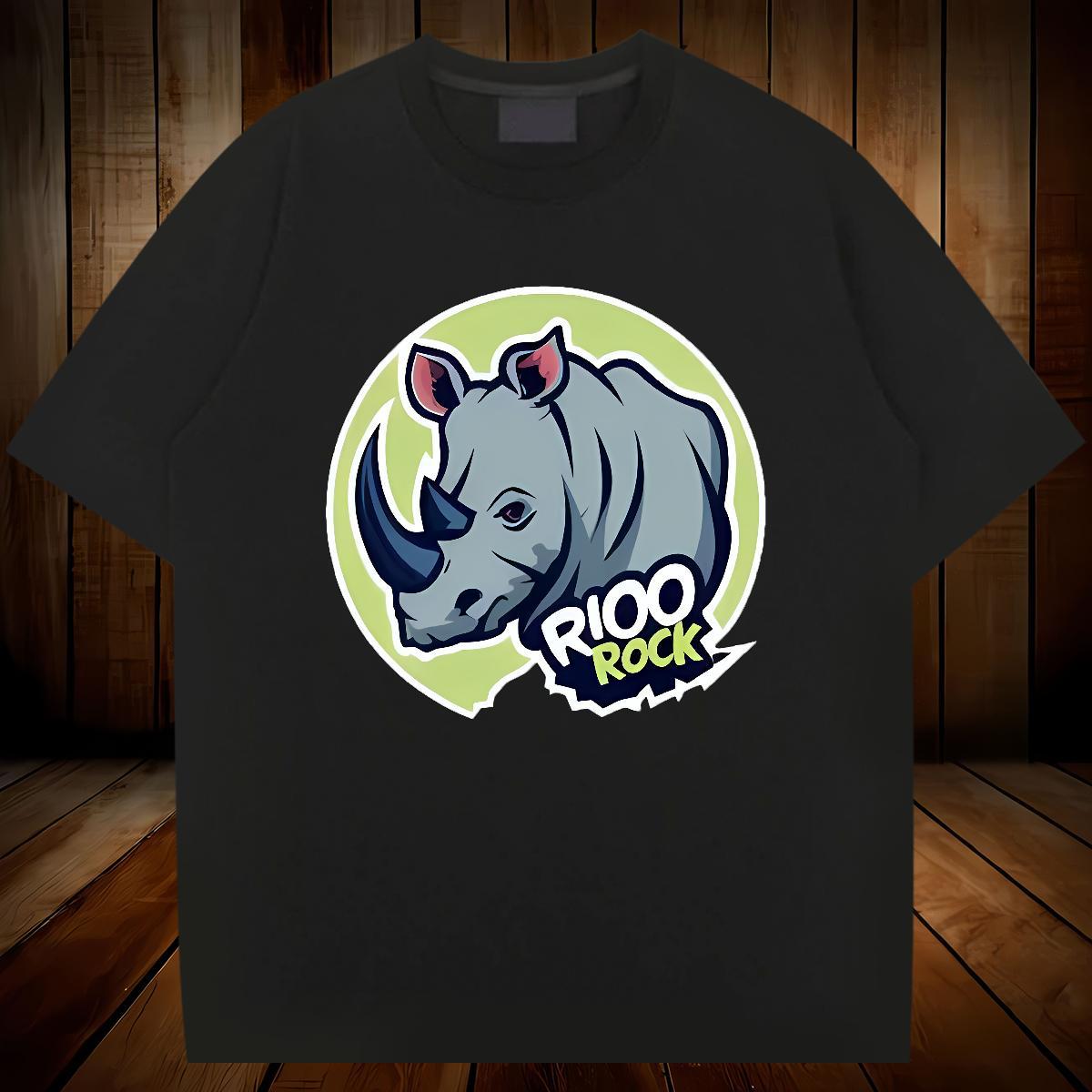 Custom Men T Shirts 230g 100% Cotton rhinoceros High Street Hip Hop Tops Tees Crew Neck Loose Fit Men Clothes T-Shirt Custom Print Oversized
