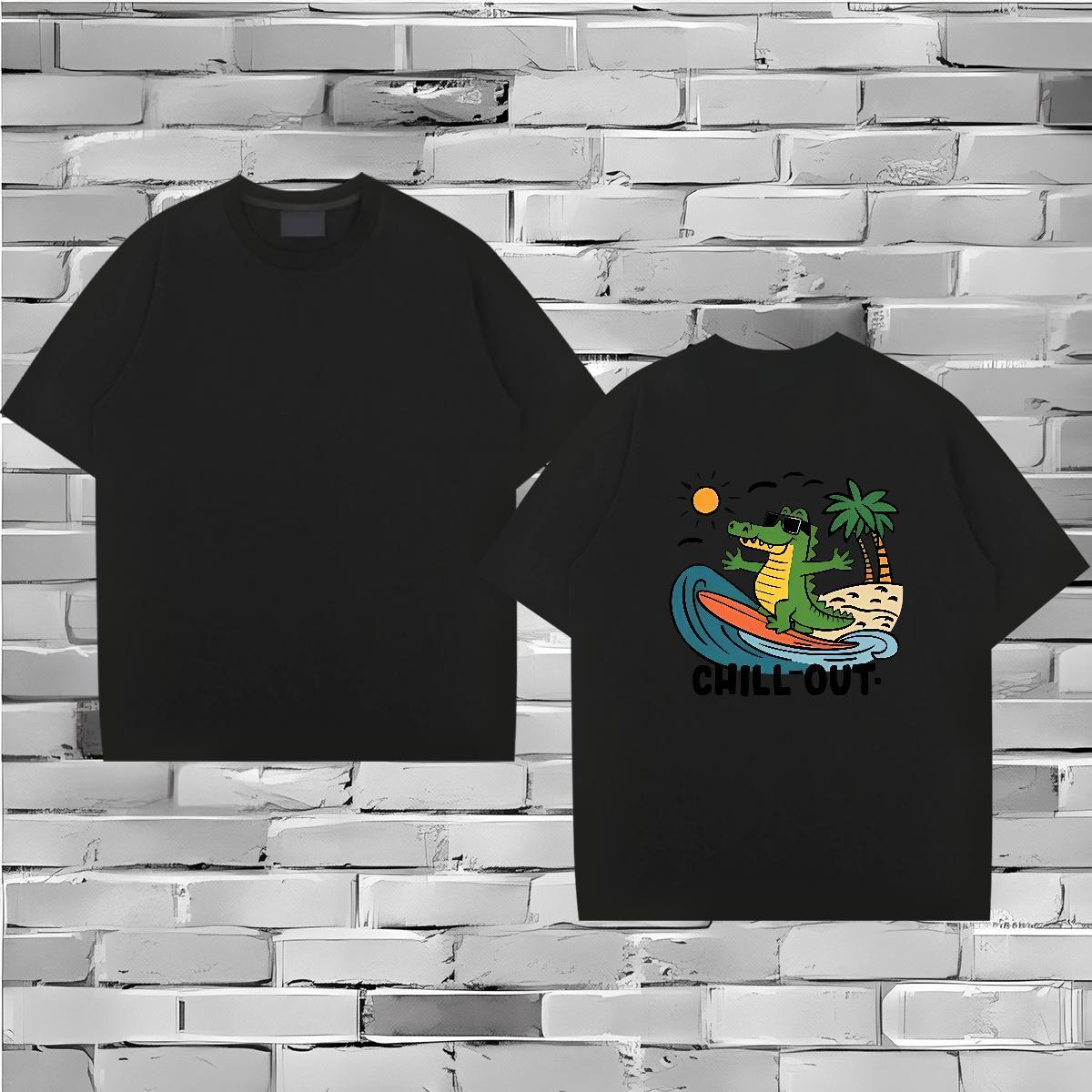 2024 DIY T Shirts Men 230g Cotton dinosaur Outdoor Tees Short Sleeve Soft Comfortable Mens Tshirts Oversized 4XL