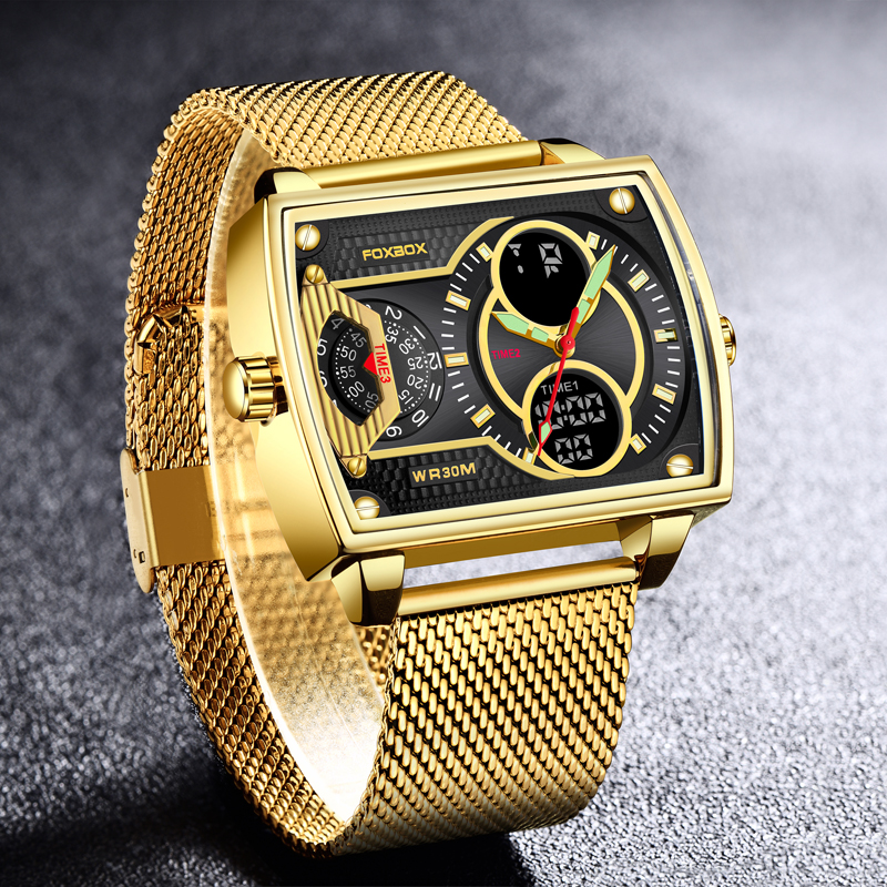 LIGE Men's Quartz Electronic Dual Display Watch Multi-functional Waterproof watch Glow-in-the Dark Calendar Teen Student Watch Stainless Steel me