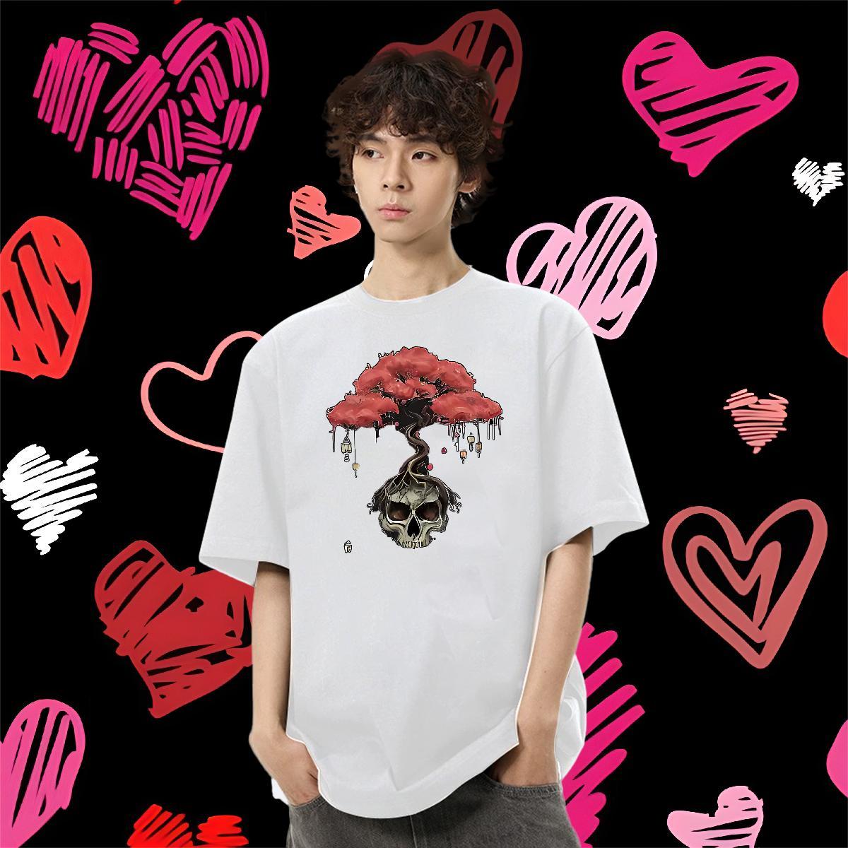 2024 T-Shirts tree Clothings 230g 100% Cotton Casual Unisex Custom Big Size Short Sleeve O-Neck Tshirts