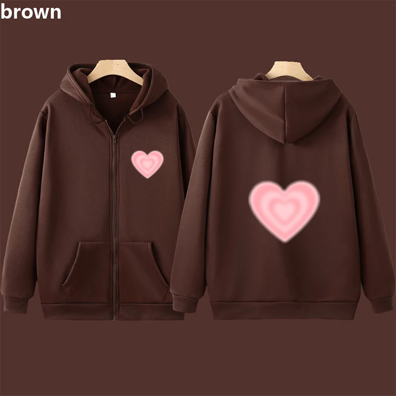 Y2k Heart Autumn Winter Sweatshirt Brain Graphic Zip up Hoodies Vintage Jacket Women Men Zipper Cardigan Hoodies Vintage 240805
