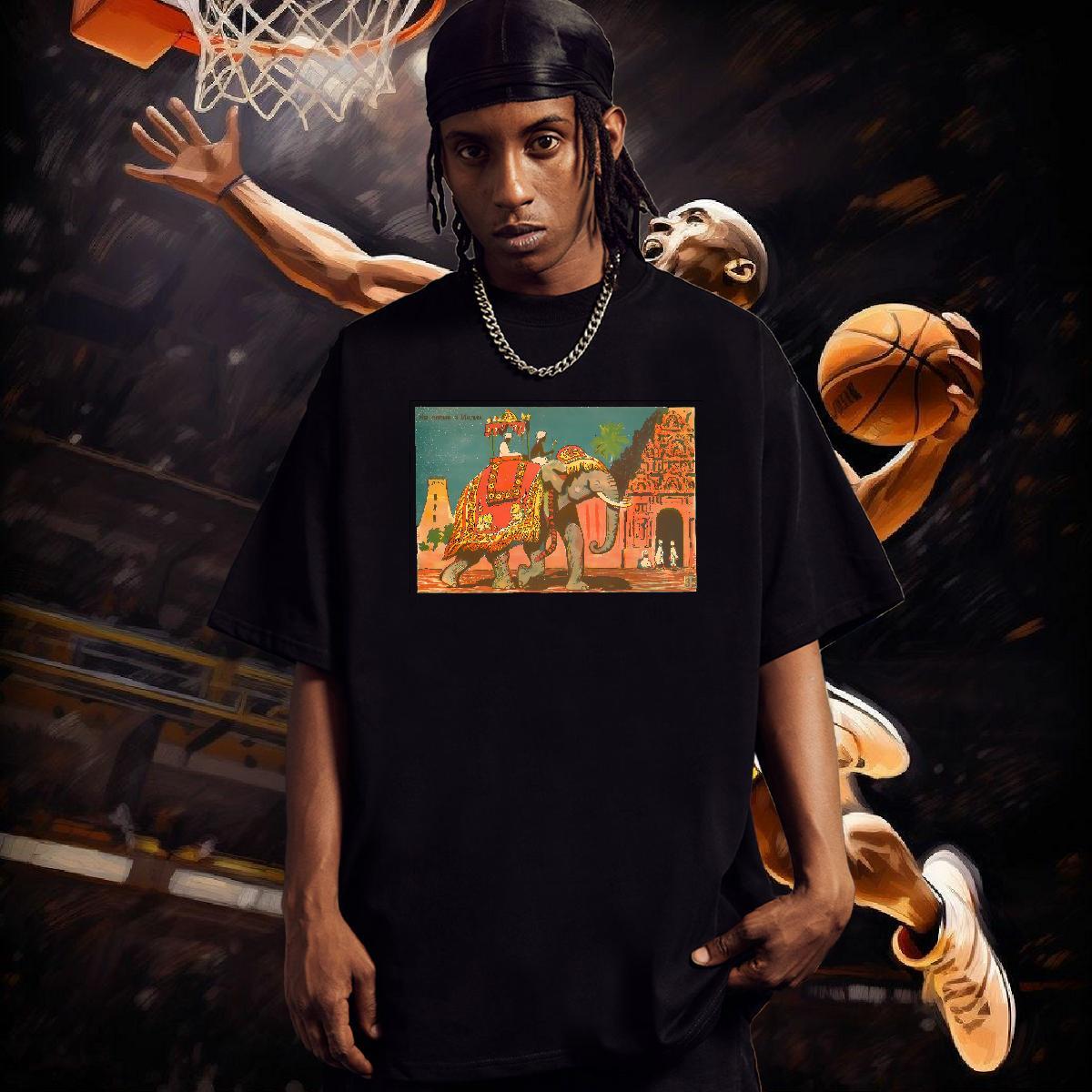 Classic T Shirt For Man 100% Cotton 230g Elephant Daily Outfit Tops Shirt Short Sleeve O-Neck Loose Fit Men Tees Oversized 3XL 4XL
