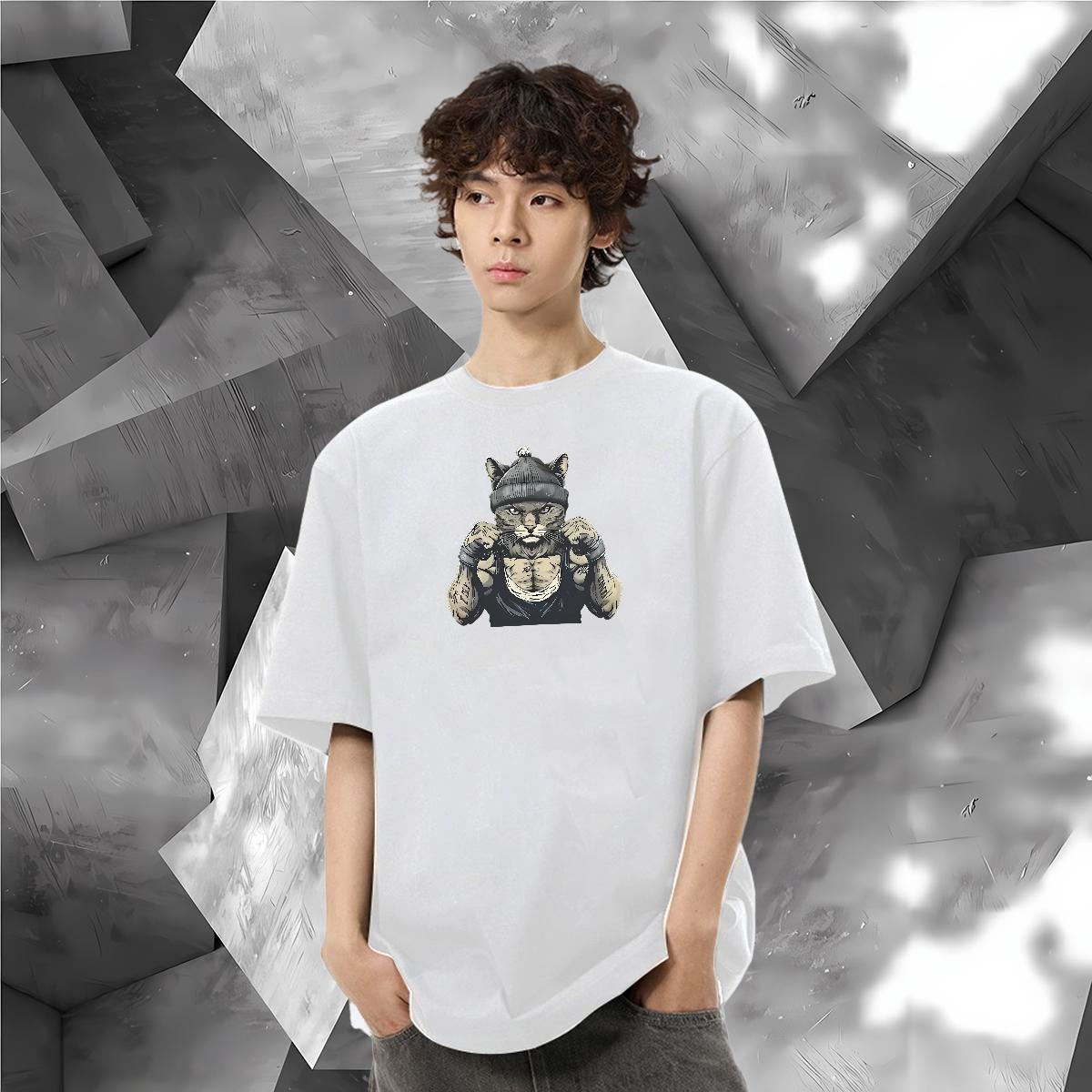 Free Shipping Mens T Shirts 230g 100% Cotton strong Anime Printing Street Tees Shirts O-Neck Short Sleeve Loose Men Tops Tees DIY Printed