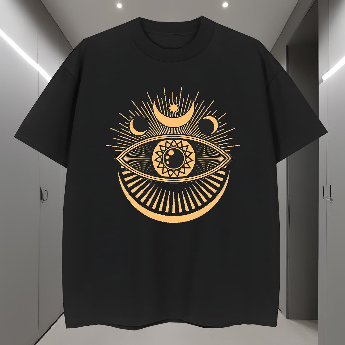 Men T Shirts 100% Cotton 230g eyes Casual Breathable Crew Neck Graphic Couples T Shirts 2024 Summer Free Shipping Clothings