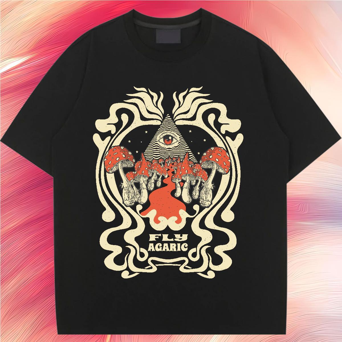 Soft Woman T Shirts Crew Neck Lady T shirt Floral Print mushroom Hip Hop 230g Pure Cotton Fashion Polos