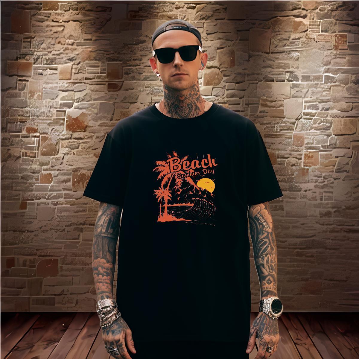 Men T Shirts 230g Pure Cotton tree Street Casual Short Sleeve O-Neck Plus Size Custom Men Tshirts 2024 Free Shipping Top Tees