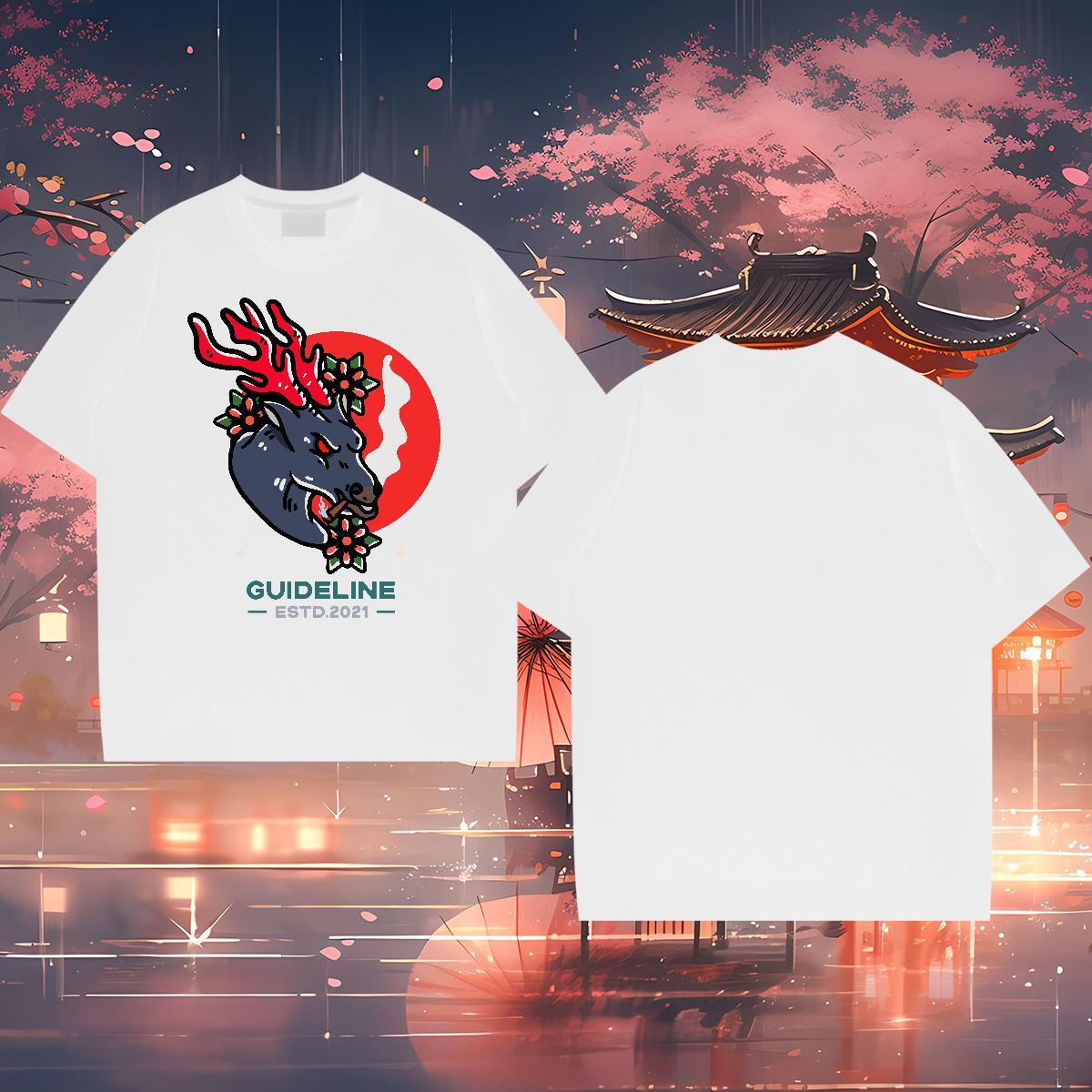 DIY Customized T Shirts Men 230g Cotton Deer Street Casual Clothes Crew Neck Unisex Men Tshirts Custom Print Plus Size