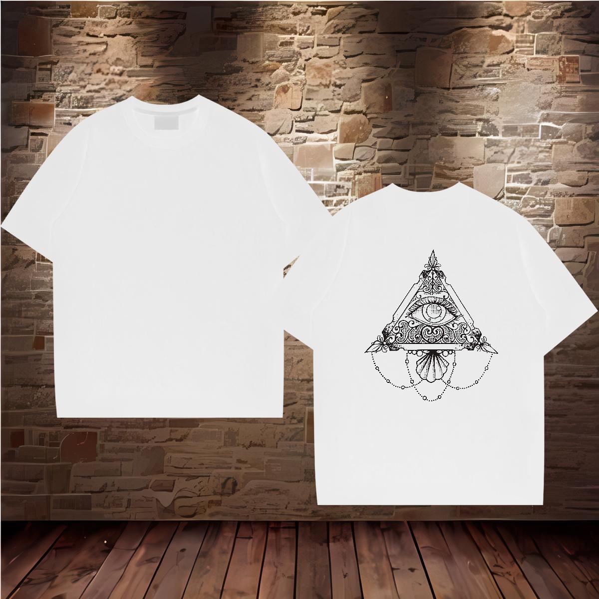 Factory Direct T-Shirts for Men eye of the devil Wear 230g Pure Cotton Spring Summer Loose Fit Black Oversized Short Sleeve Soft Men Clothes T-Shirt
