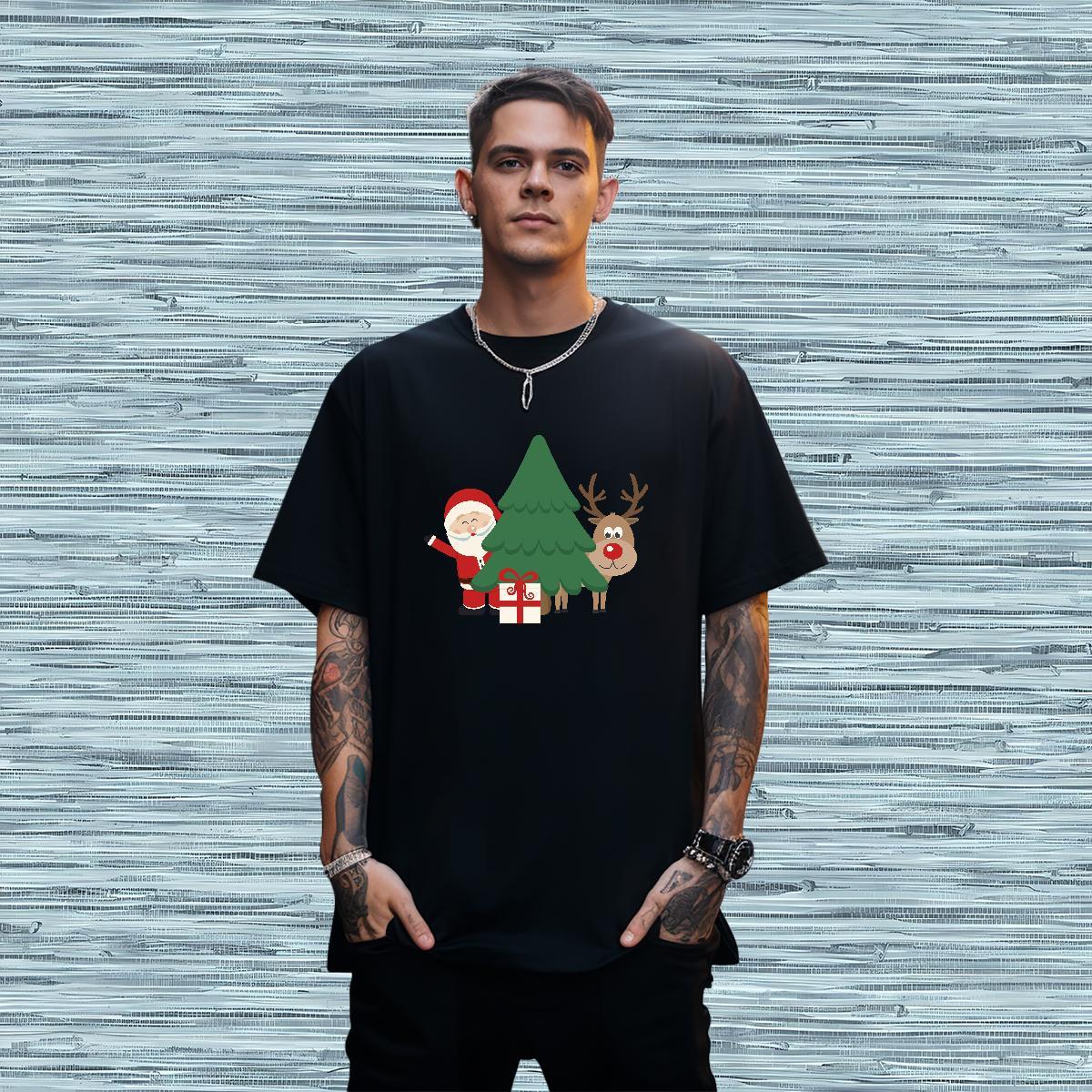 2024 New T shirt 230g Pure Cotton Christmas Outdoor Tops Breathable Short Sleeve Designer Men Tops Tees Plus Size Custom