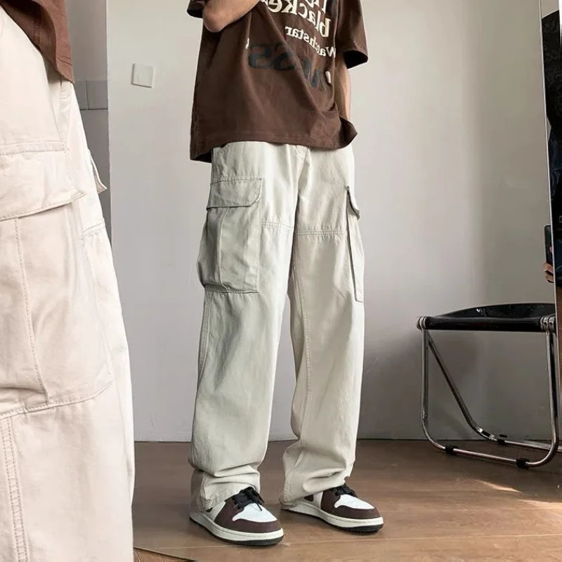 Cargo Pants For Men Hip Hop Y2k Trousers Man Slacks Baggy Multipockets Straight Harajuku Techwear Navy With Vintage In 240806