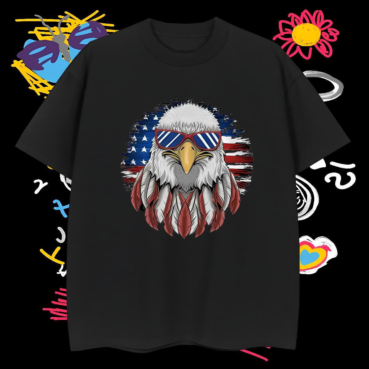 T Shirts Men 230g Pure Cotton eagle Anime Printing Street Crew Neck Floral Print Men Clothes T-Shirt Brand Free Shipping Clothings