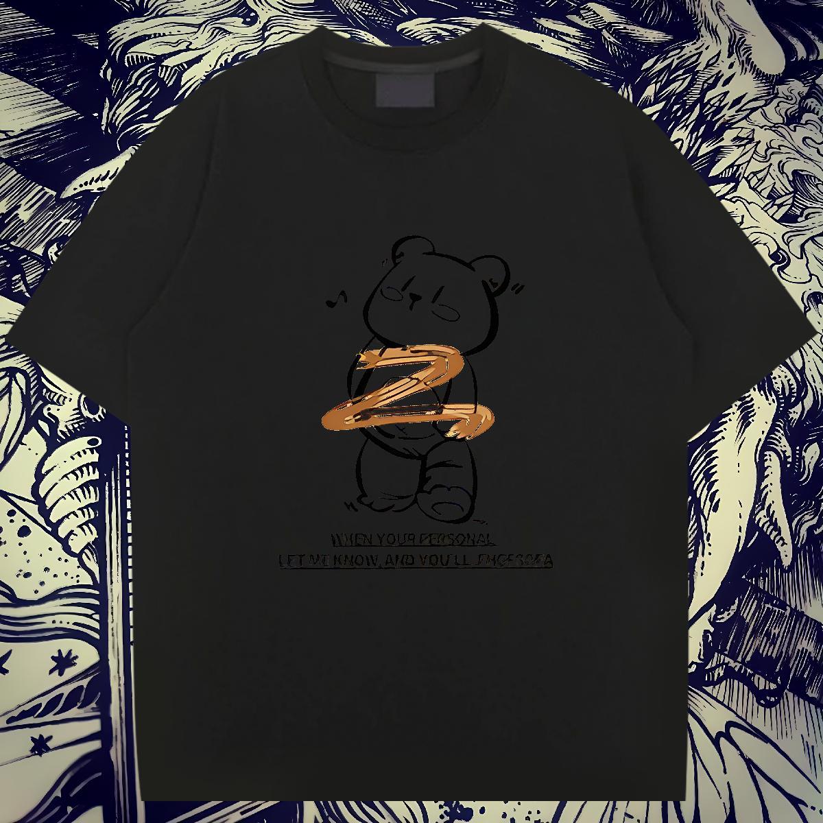 Loose Fit Couples T Shirts 230g 100% Cotton Hip Hop Street letter Cartoon Printing L-4XL Round Neck Short Sleeve New Designer T-Shirts for Men Tops Te