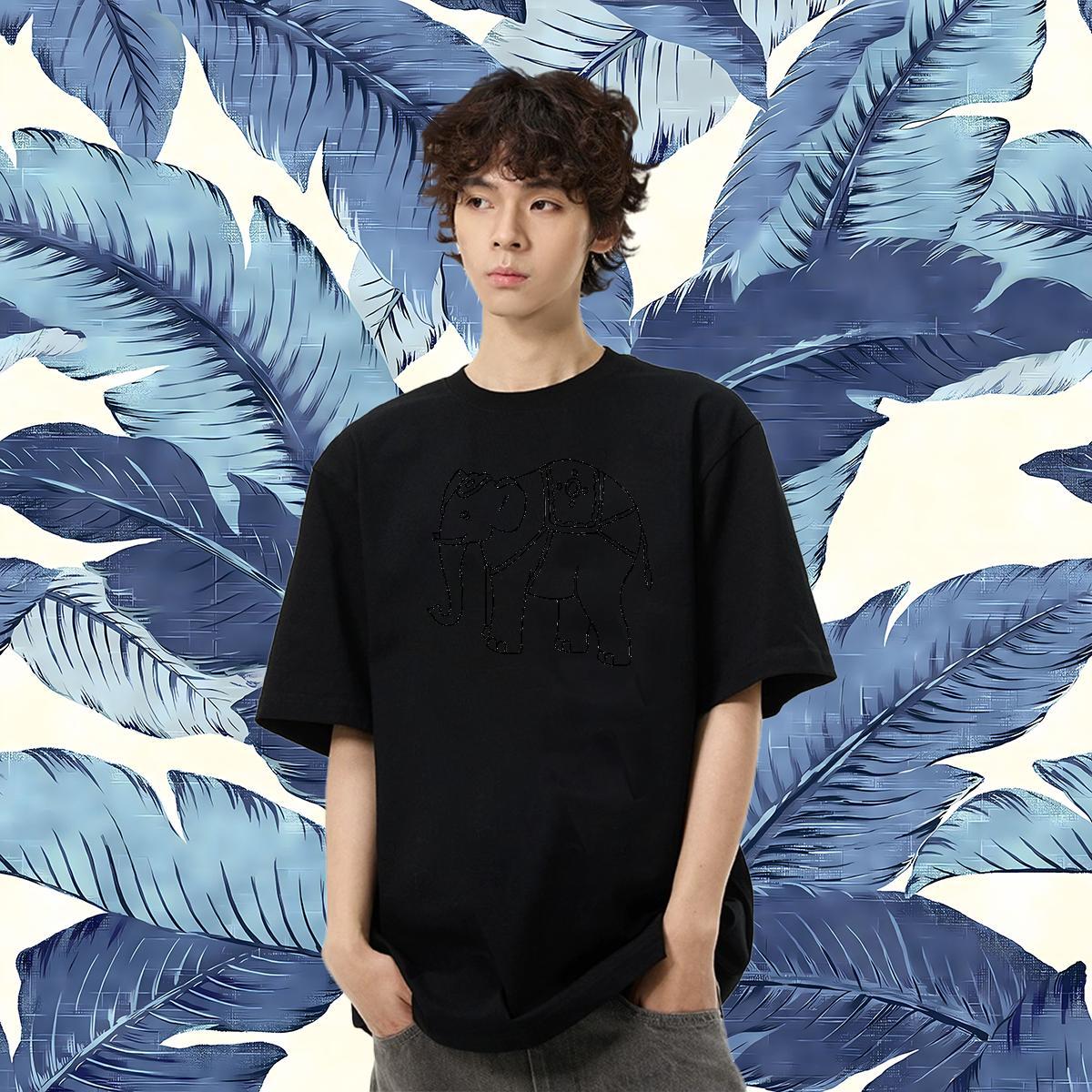 New Designer Men T Shirts 100% Cotton 230g elephant Casual Wear O Neck Short Sleeves Cool Design Men Tshirts Black Oversized
