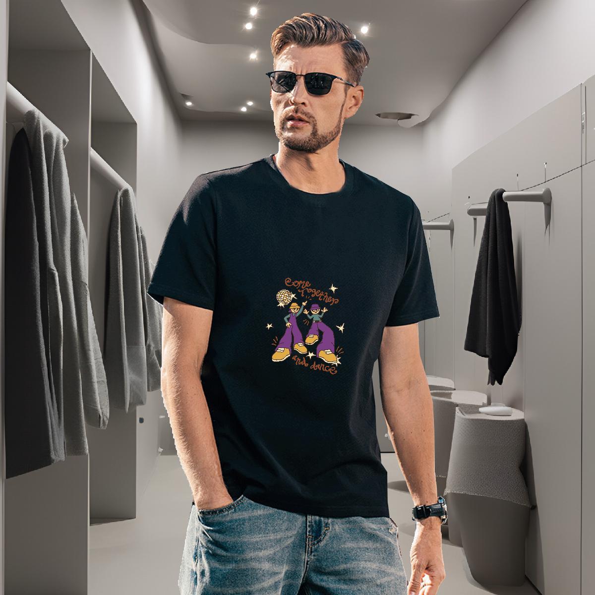 Man T Shirts 230g Pure Cotton handpainted Home Outdoor O Neck Short Sleeves Asian Size Tshirt for Man Woman 2024 New Loose Tops