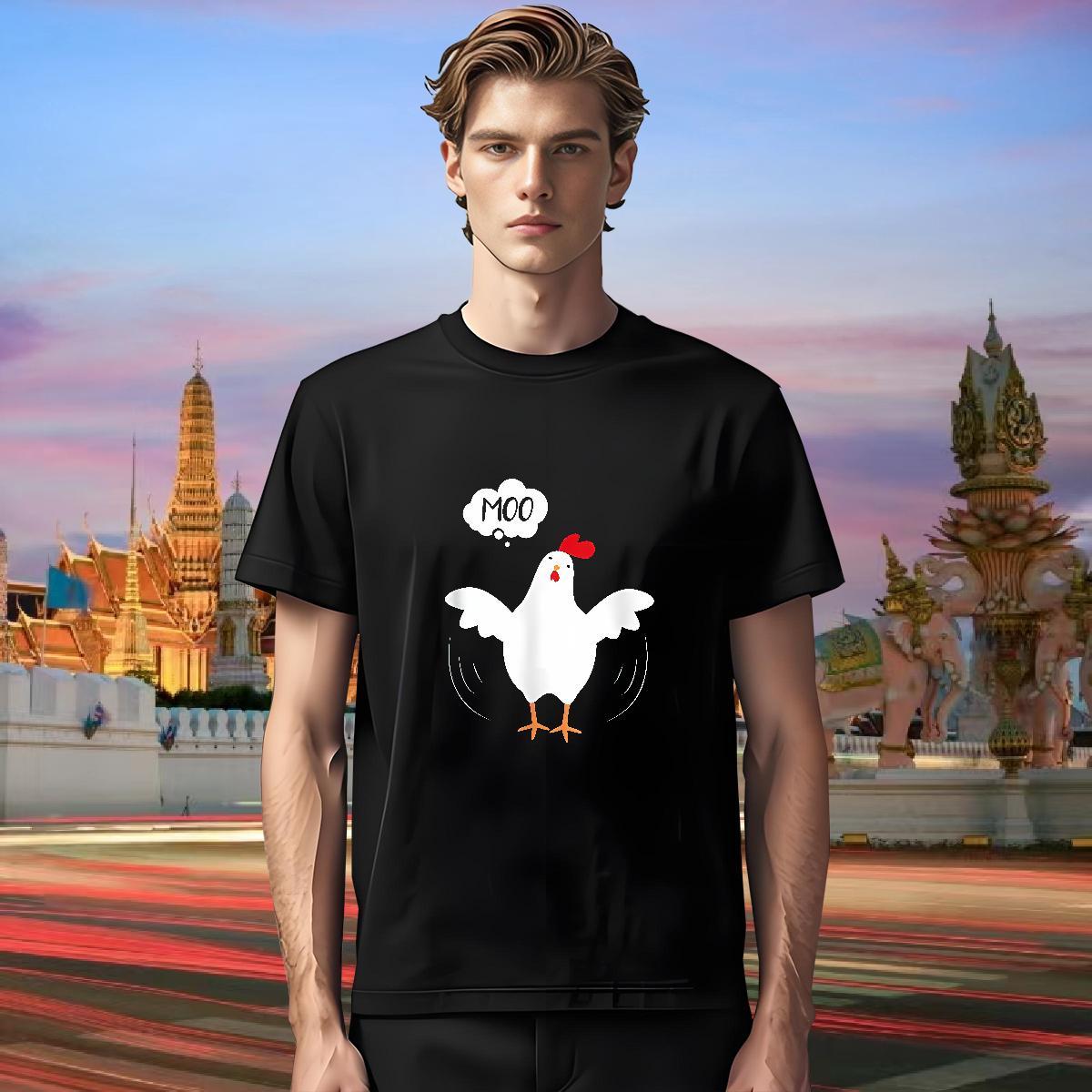 Mens T Shirts 230g Cotton chicken Casual Daily Wear Breathable Short Sleeve DIY Printed Tshirt for Man Woman Free Shipping Loose Fit Top Tees