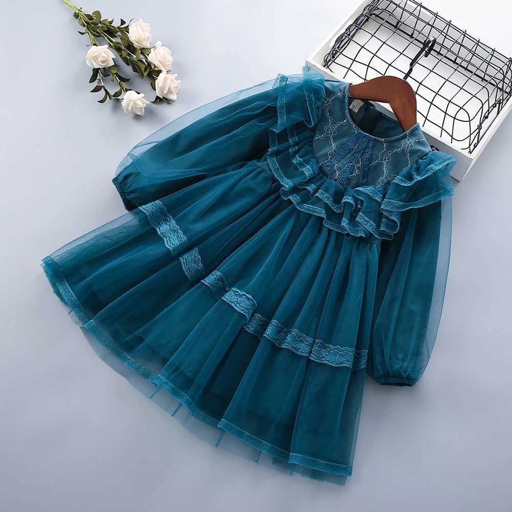 3-7 years of high-quality spring and summer cute lace and pleated childrens clothing girls birthday princess dressW240720