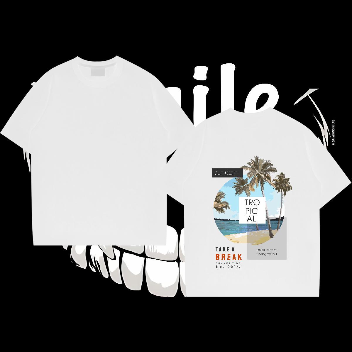 Designer Mens T Shirts 230g Pure Cotton beach Casual Beach Wear Breathable Crew Neck Classic Couples T Shirts Black Oversized