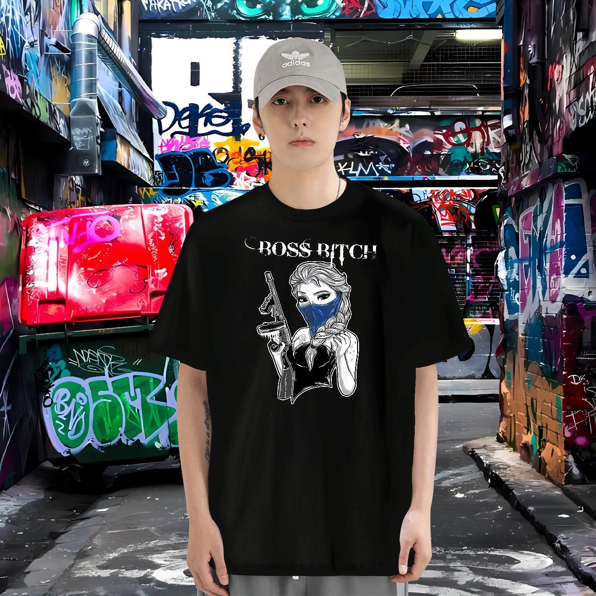 Men T Shirts 230g Pure Cotton portrait Outdoor Crew Neck Breathable Floral Print Tshirts Casual New Unisex Clothings