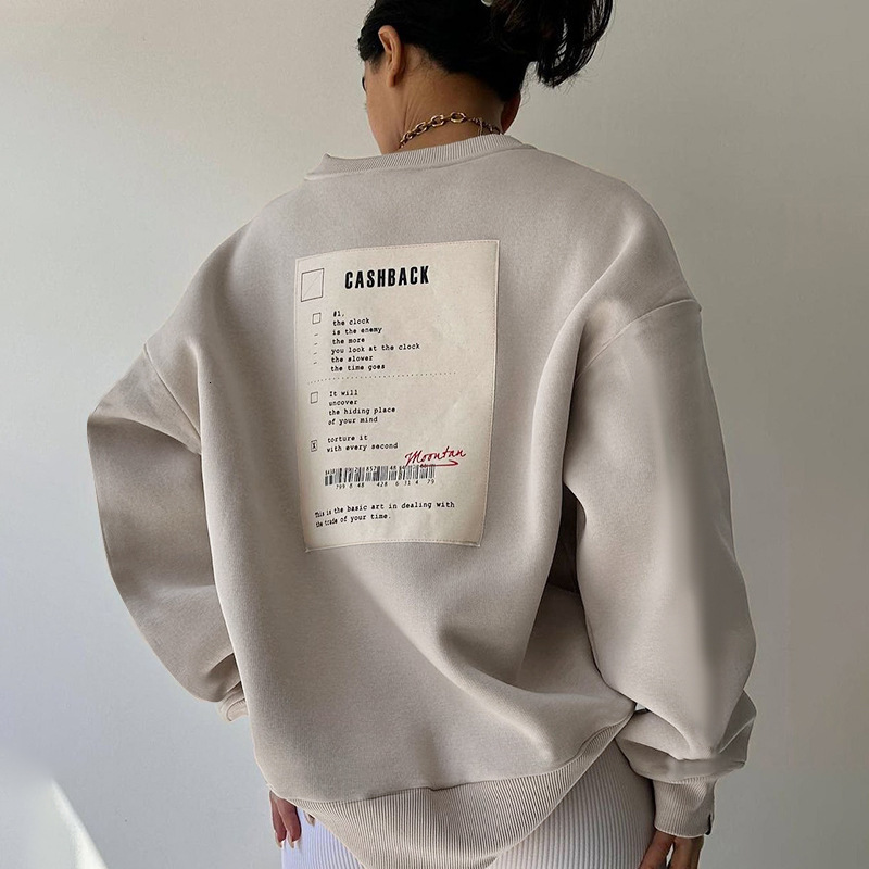 2024 Spring New Casual Versatile Labeling Hoodie Ins Internet Celebrity Same Style Loose Temperament Top Women's Wear