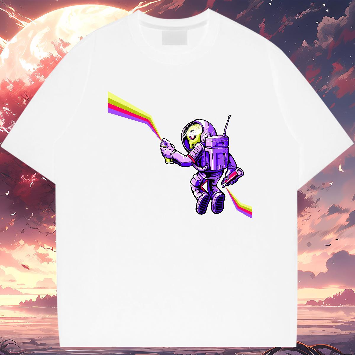 T shirt 230g 100% Cotton universe Hip Hop Breathable Crew Neck Cartoon Print Tshirt for Man Woman Factory Direct Wholesale Tops