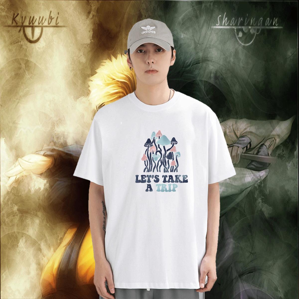 Designer Tshirts 230g 100% Cotton High Street Hip Hop mushroom Custom Print Oversized O Neck Short Sleeves New T Shirts Men Top Tees