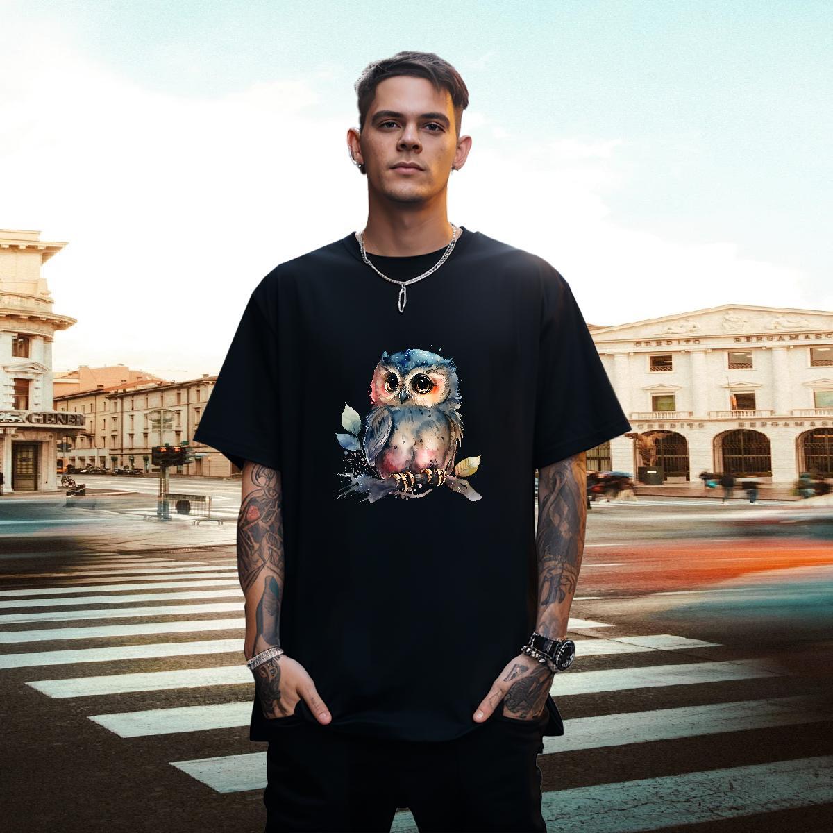 2024 Designer T-Shirts for Men 230g Cotton Owl Street wear Hip Hop Tshirts Breathable Soft Loose Tshirt for Man Woman DIY