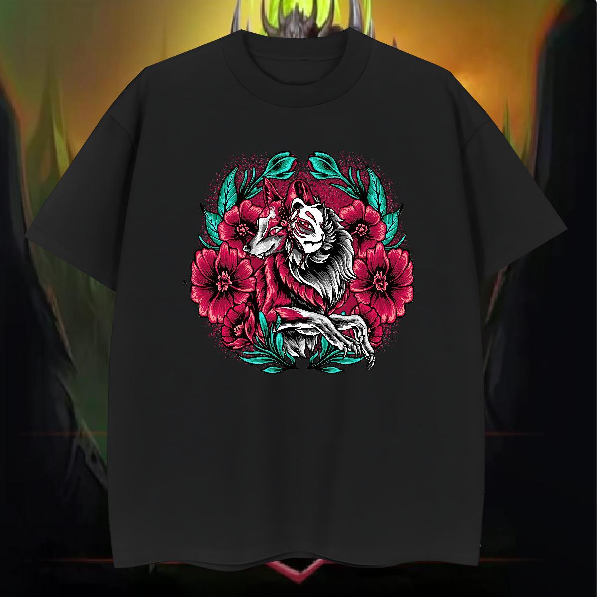Fashion Design T Shirt For Man 230g Pure Cotton wolf Hip Hop Street Wear Breathable Crew Neck Designer Men Tees Plus Size Custom