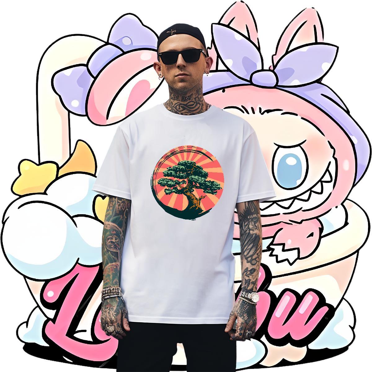 Designer Men Tshirts 230g Pure Cotton Casual Beach tree Plus Size Custom Crew Neck DIY Customized T-Shirts for Men Clothes