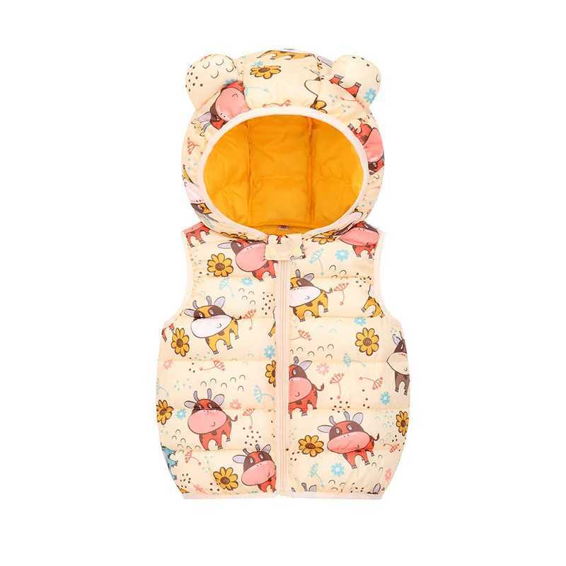 2023 Autumn Winter Baby Tank Top Hooded Cartoon Dinosaur Preschool Boys and Girls Waist Sleeveless Childrens Tank Top 0-5YW240724
