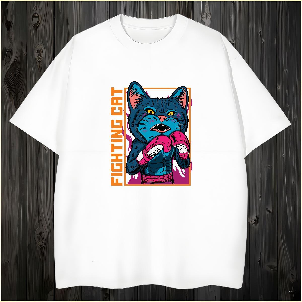 Popular Men Tshirts 100% Cotton 230g cat Mens T Shirts Casual Beach O-Neck Short Sleeve DIY Logo Oversized Custom Tops Tees