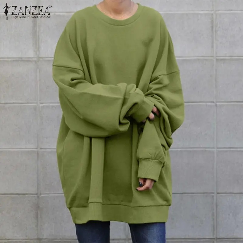 ZANZEA Women Long Sleeve Solid Sweatshirt Oversized Fashion Autumn Hoodies Casual Streetwear Winter Sweatshirts Loose Pullover 240806